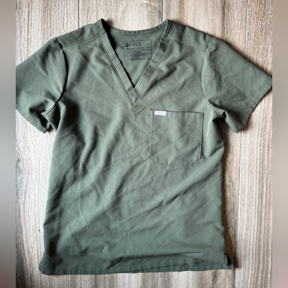 Figs Olive V-Neck Tactical Collection Scrub Top